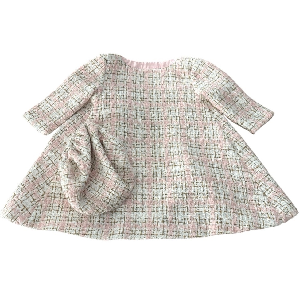 BLUEBERI BOULEVARD Tweed Pea Coat and Beret in Pink/White Size 18M — NWT - Picture 5 of 8
